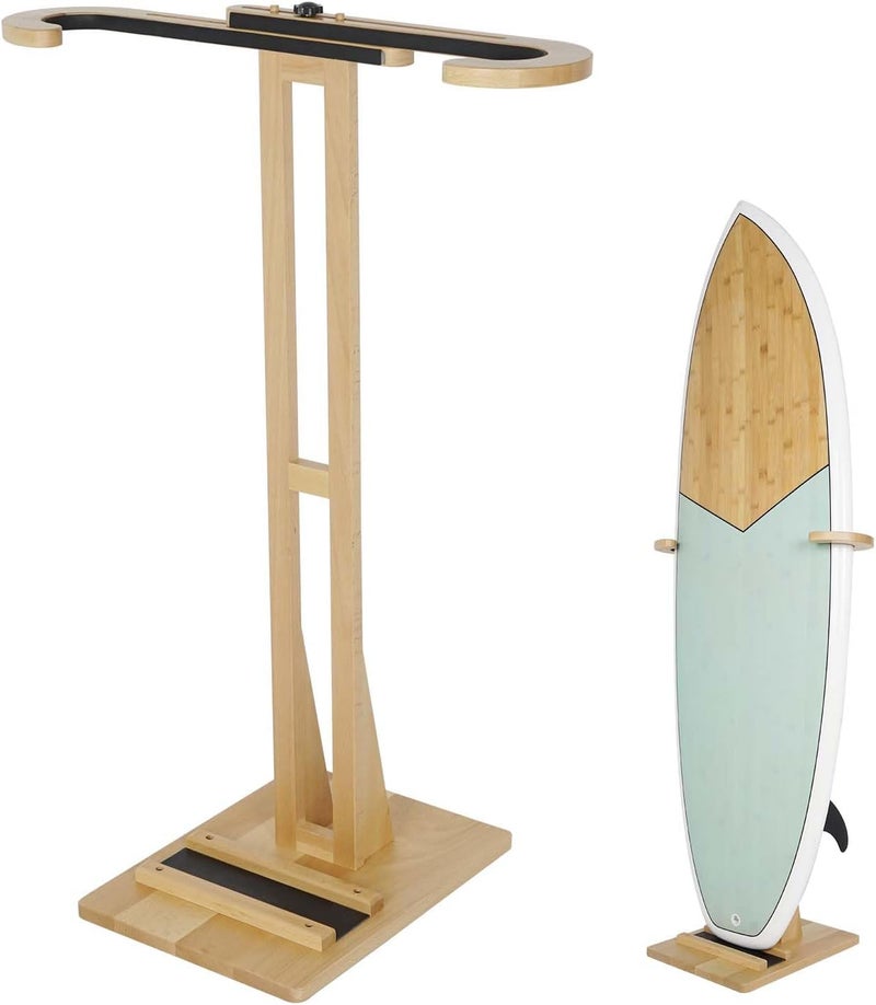 JUSTOOP Surfboard Stand Racks, Sturdy Surfboard Racks Standing with Floor-Standing Design,Stand Shortboard and Longboard Organizer, Beech Wood, 1PCS - Image 1